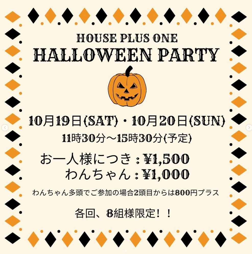 🐕10/19＆10/20 ハロウィンパーティ🎃 | house plus one ハウスプラス